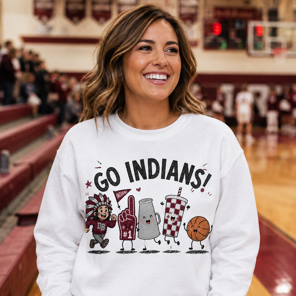 Go Indians PNG, Dobyns Bennett Indians Basketball Shirt Design, School Spirit Digital Download