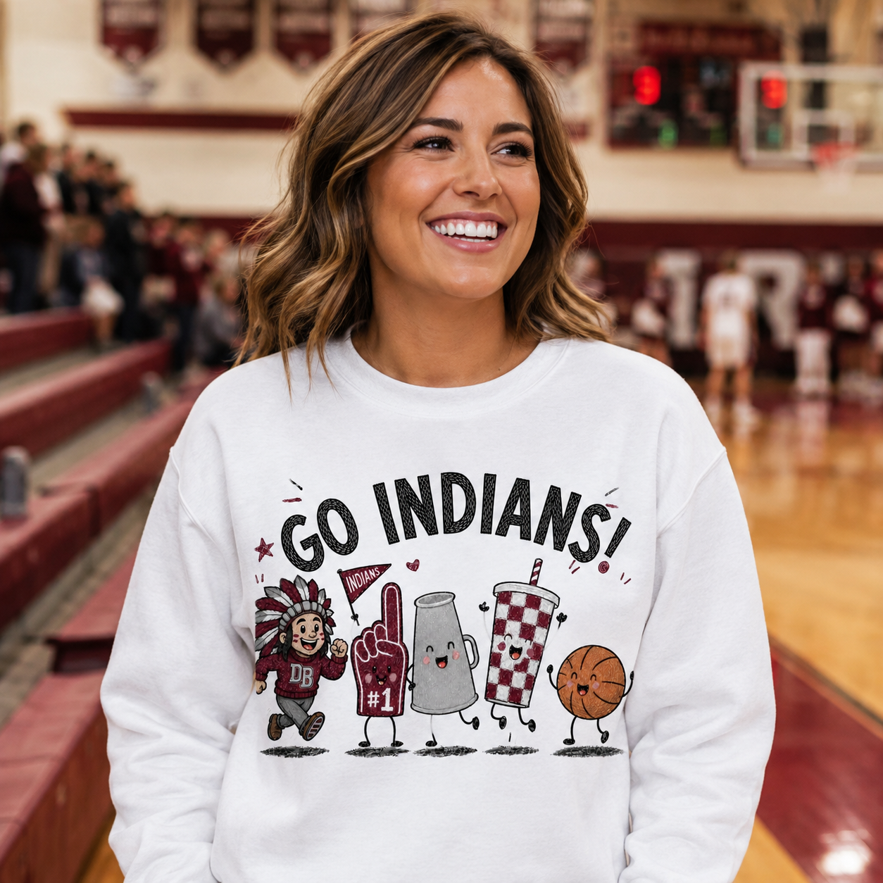 Go Indians PNG, Dobyns Bennett Indians Basketball Shirt Design, School Spirit Digital Download