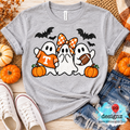 Halloween Football Ghosts with Orange Bow Digital Artwork for Fans