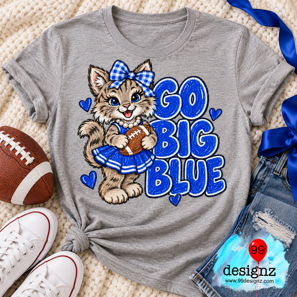 Go Big Blue PNG | Wildcat Cheerleader Bow Game Day Design