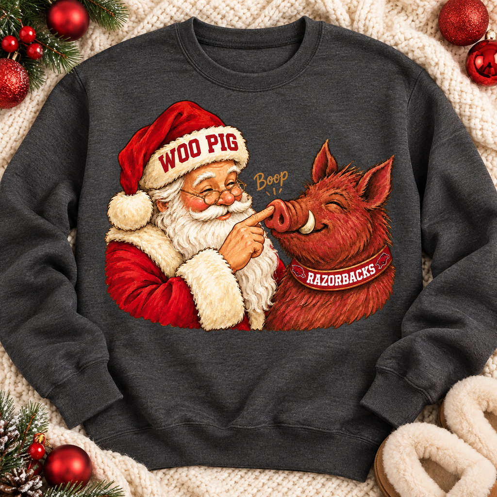 Arkansas Razorbacks Santa Boop PNG | Woo Pig Christmas Sublimation Design
