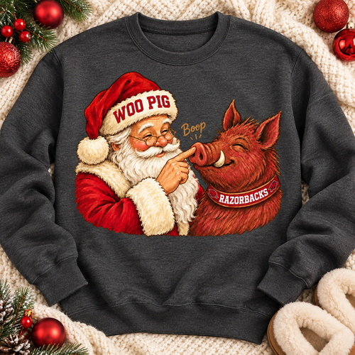 Arkansas Razorbacks Santa Boop PNG | Woo Pig Christmas Sublimation Design