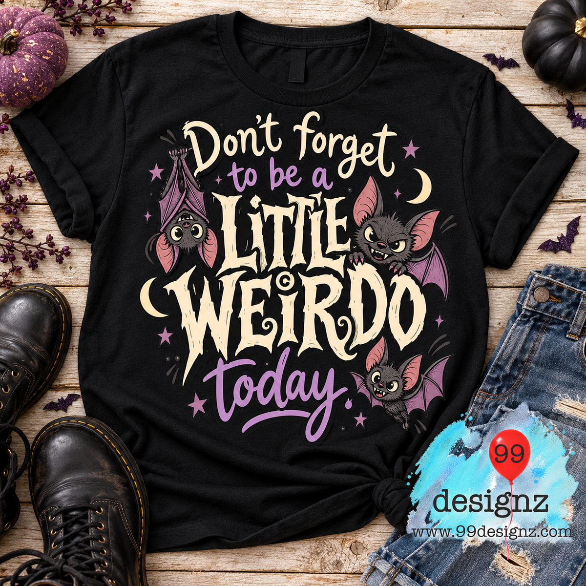 Little Weirdo Halloween Bats PNG Digital Download for Spooky Fans
