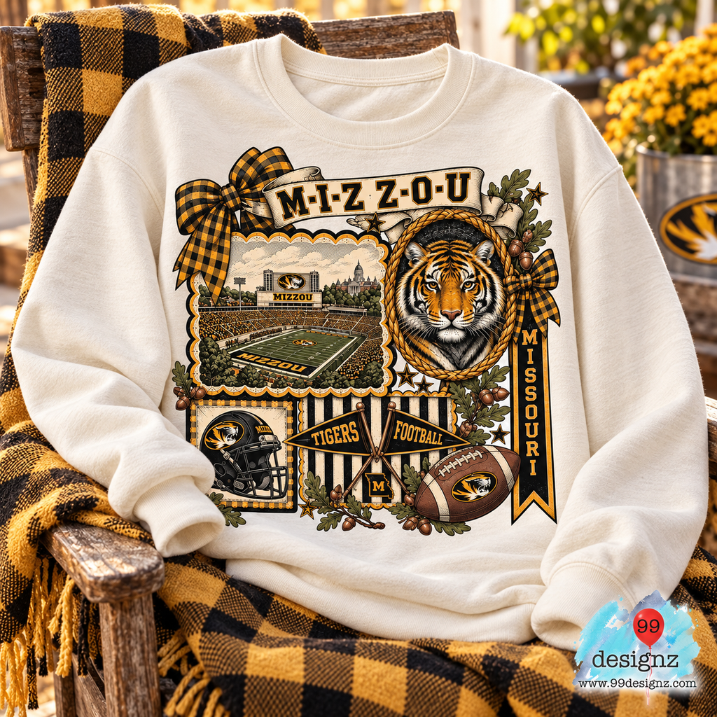 Mizzou Tigers Football Bow Collage PNG Digital Download for Fans