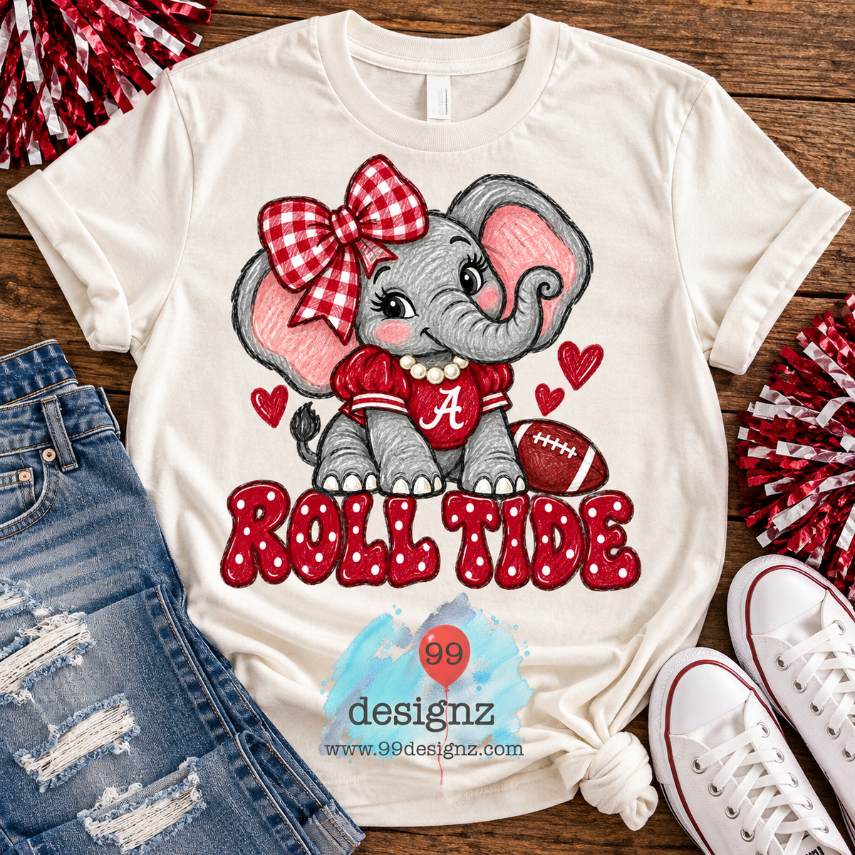 Roll Tide Elephant Bow PNG Digital Download for Alabama Fans