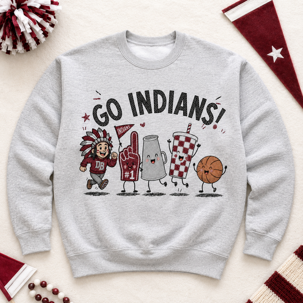 Go Indians PNG, Dobyns Bennett Indians Basketball Shirt Design, School Spirit Digital Download