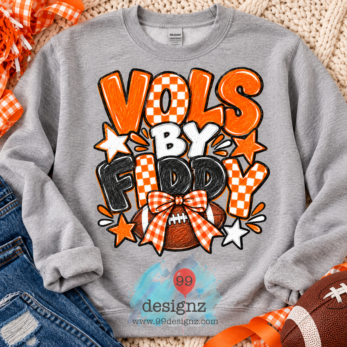 Vols by Fiddy PNG | Tennessee Football Checkered Bow Design