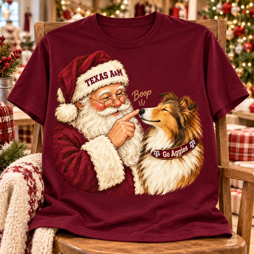 Texas A&M Aggies Santa Boop PNG | Reveille Collie Christmas Sublimation Design
