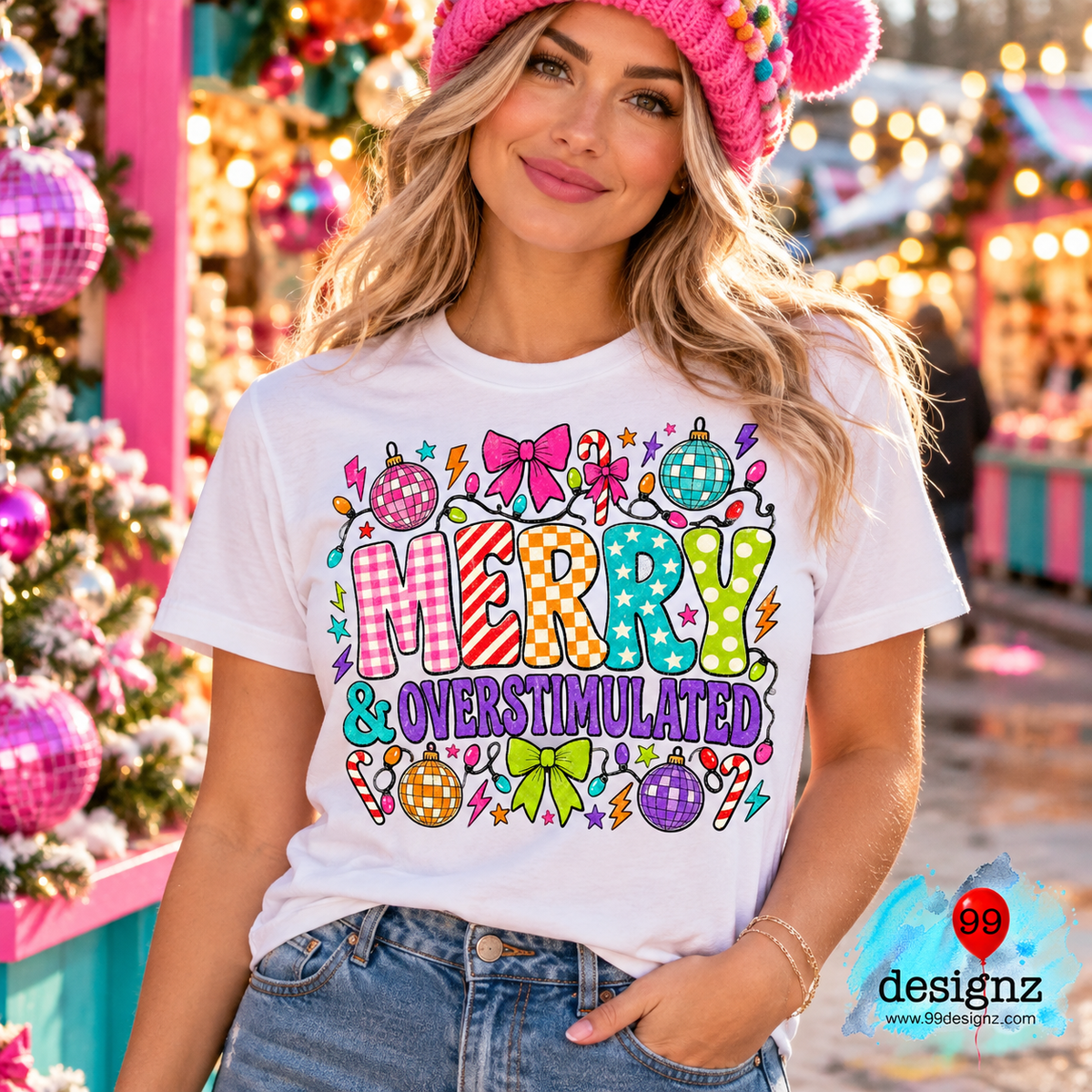 Merry and Overstimulated PNG | Funny Christmas Shirt Design