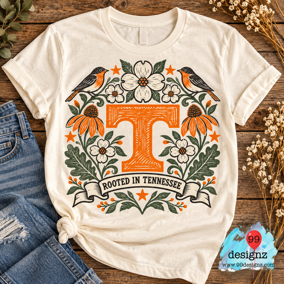 Rooted in Tennessee Floral T Fan PNG Digital Download