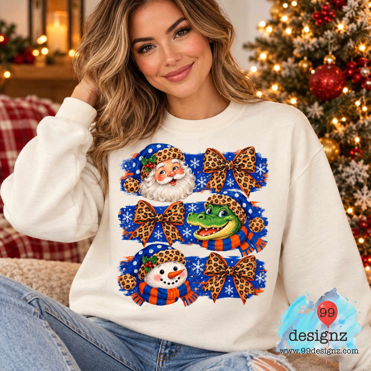Christmas Gator Santa & Snowman PNG Digital Download for Gator Fans