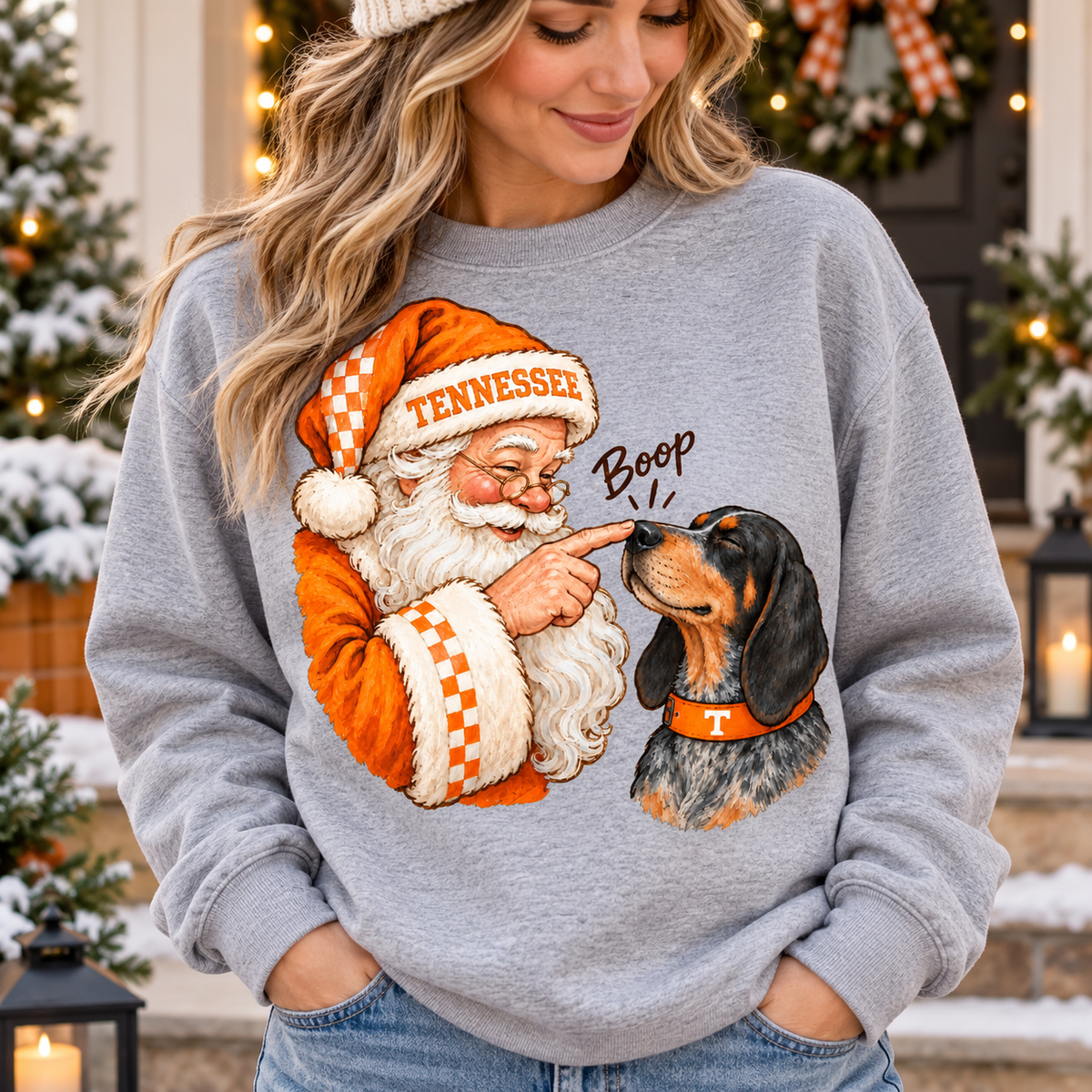 Tennessee Santa Boop PNG | Smokey Hound Dog Christmas Sublimation Design