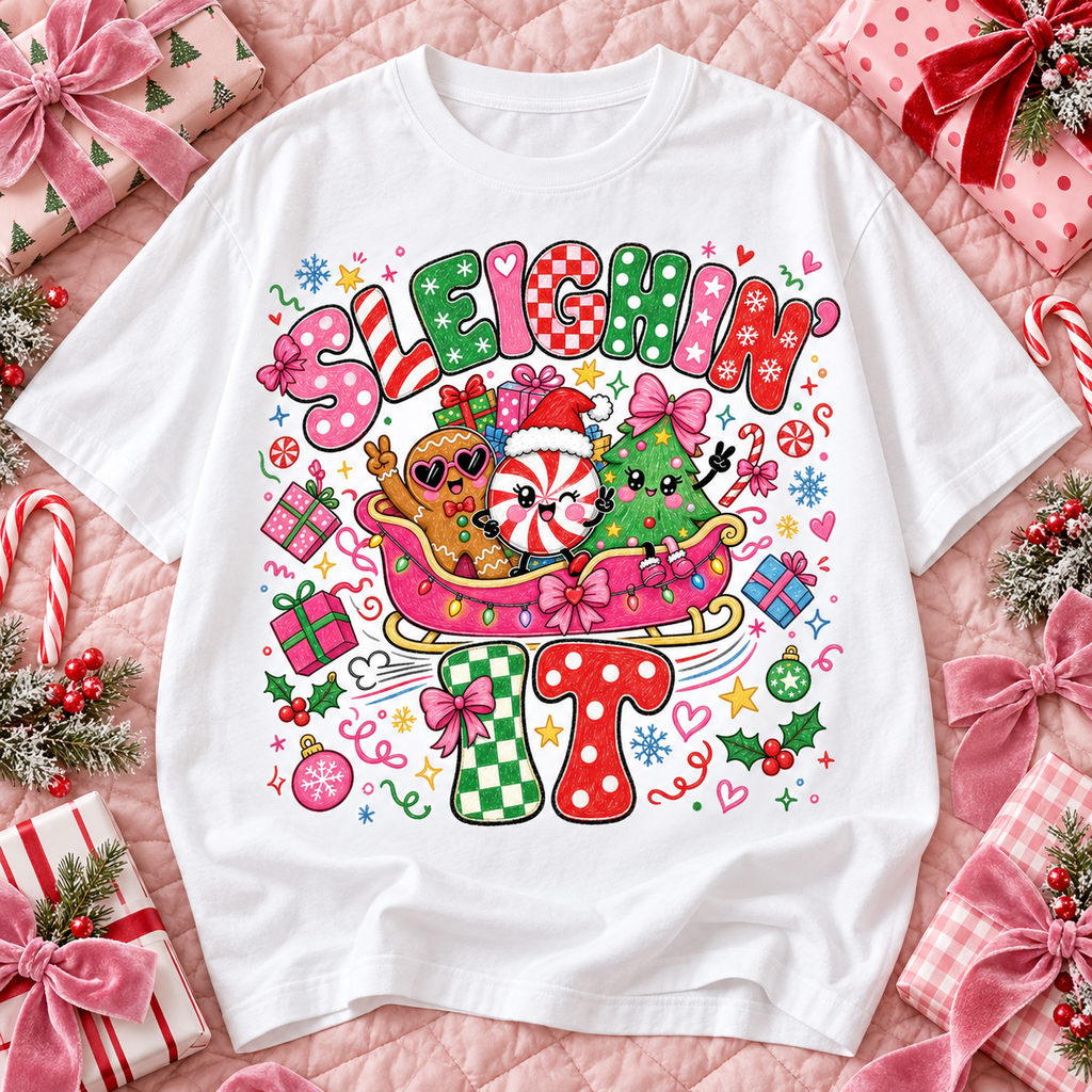 Sleighin’ It Christmas PNG Digital Download | Funny Holiday Design
