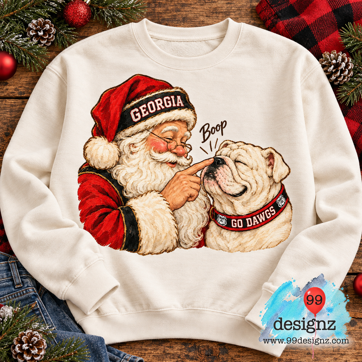Georgia Santa Bulldog Boop Christmas PNG Digital Download for Dawgs Fans