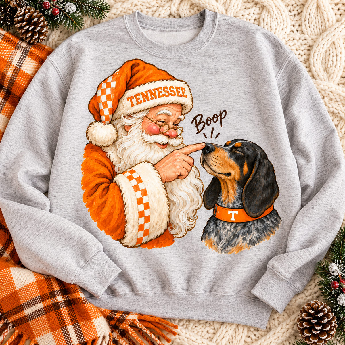 Tennessee Santa Boop PNG | Smokey Hound Dog Christmas Sublimation Design