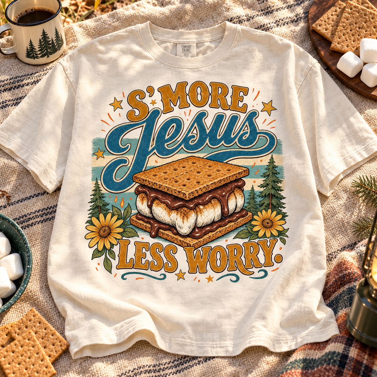 S’more Jesus, Less Worry PNG Design