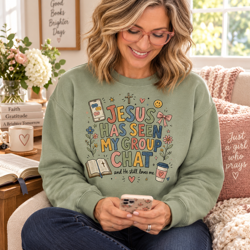Jesus Has Seen My Group Chat PNG Design | Funny Christian Digital Download for Sublimation & DTG
