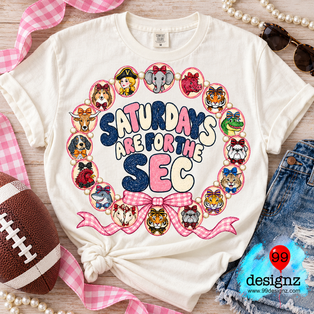 Saturdays Are for the SEC PNG | Coquette Football Bow Design