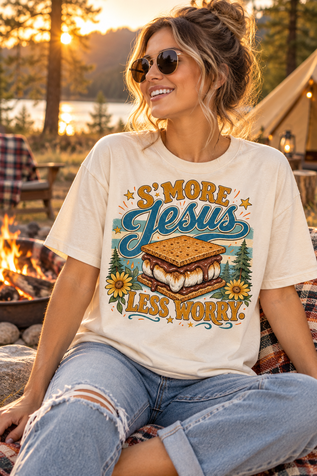 S’more Jesus, Less Worry PNG Design