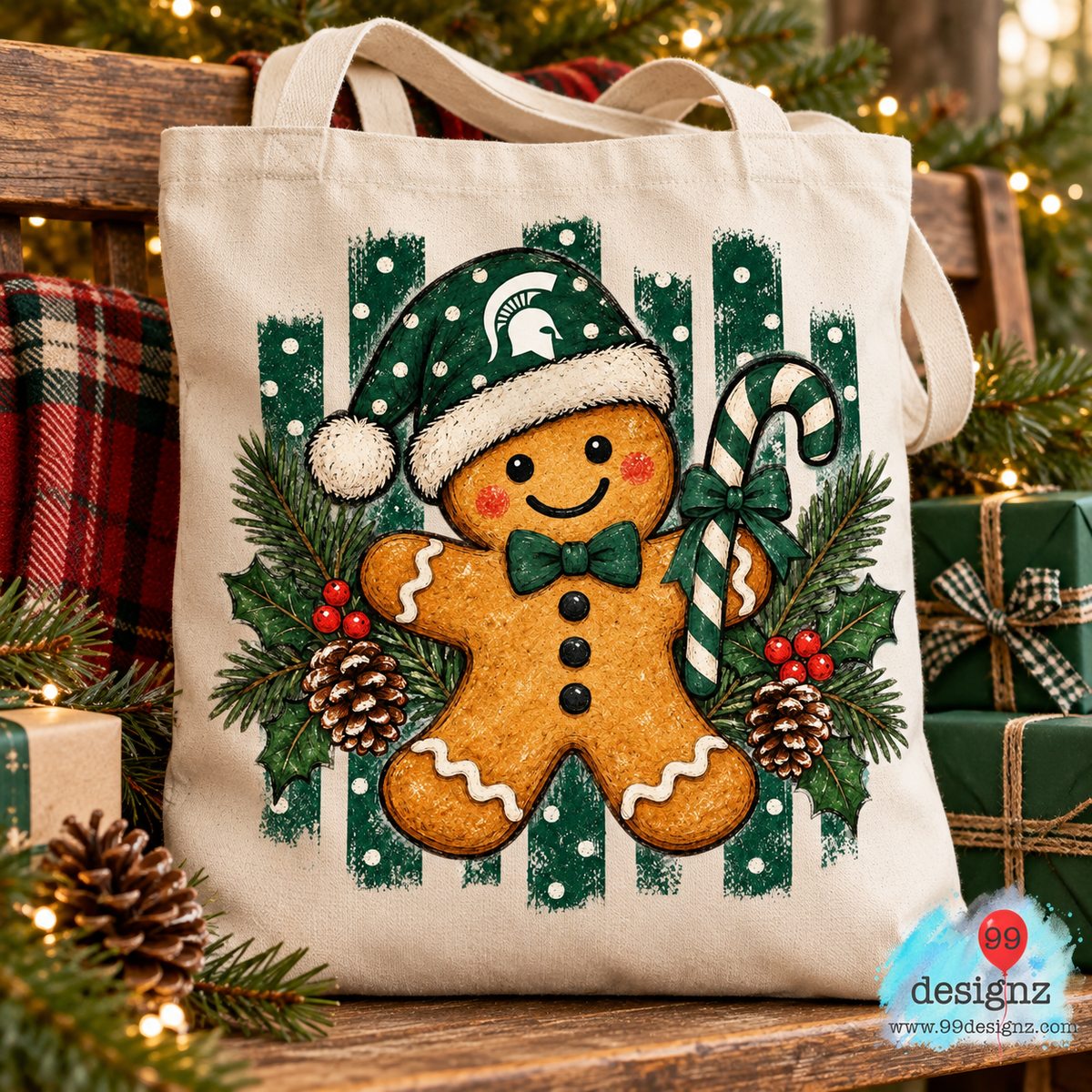 Michigan State Spartans Gingerbread Christmas PNG Digital Download for Fans