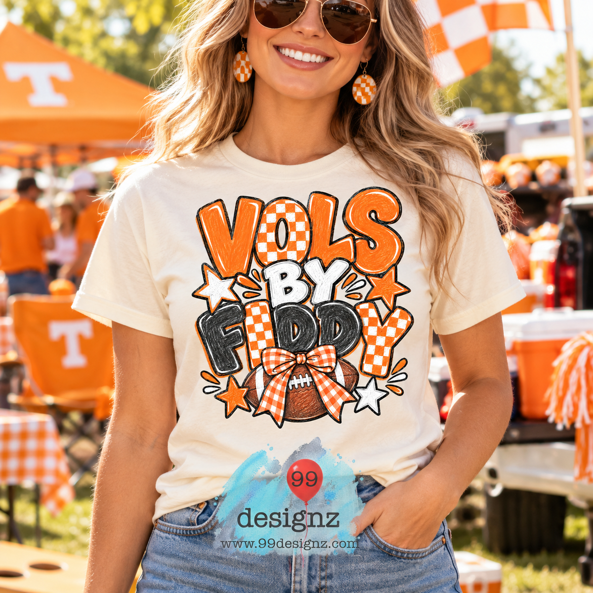 Vols by Fiddy PNG | Tennessee Football Checkered Bow Design