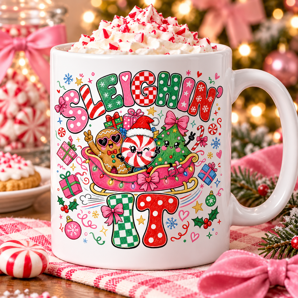 Sleighin’ It Christmas PNG Digital Download | Funny Holiday Design