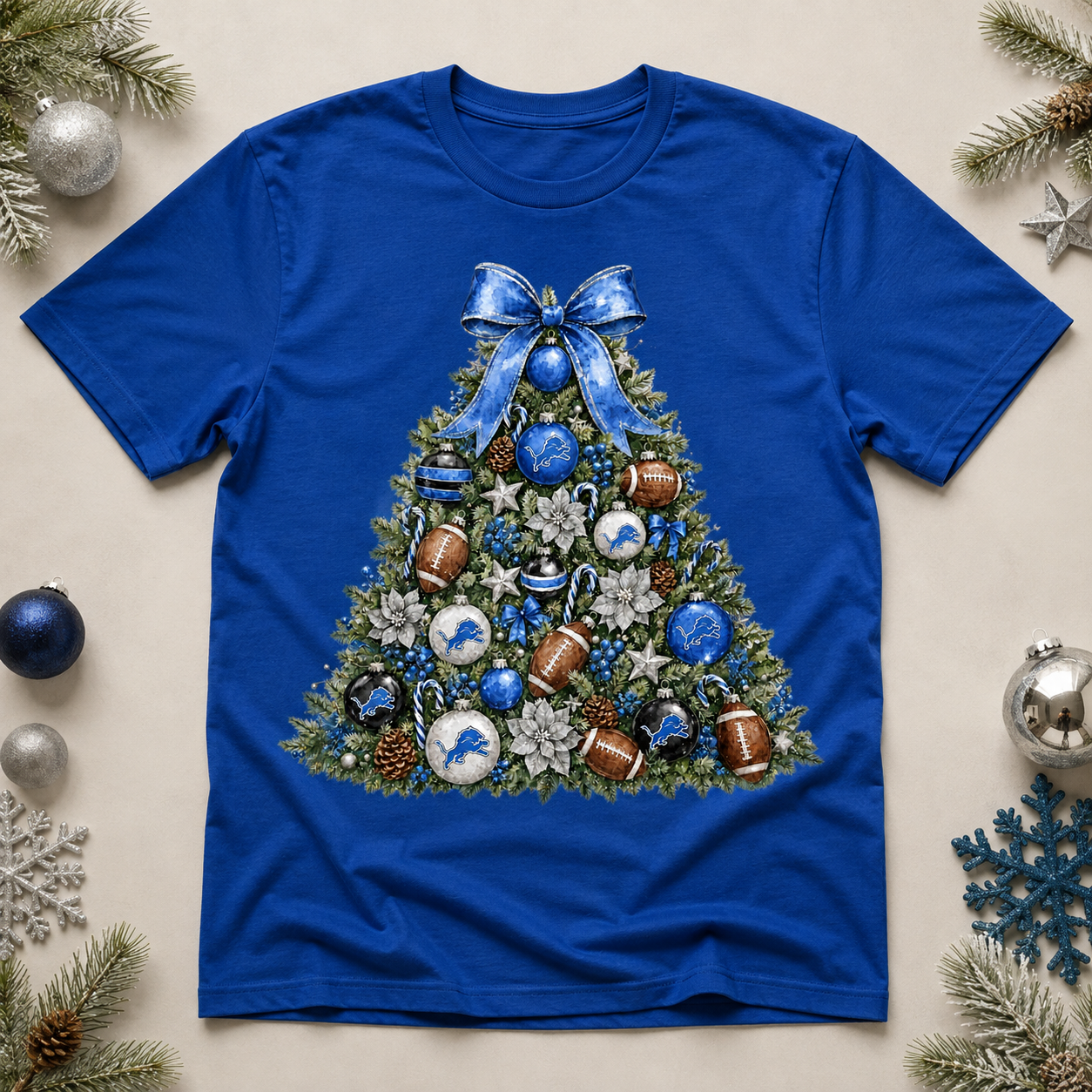 Detroit Lions Christmas Tree PNG – Football Holiday Shirt Design