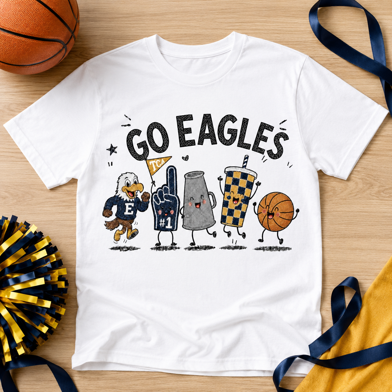 Go Eagles Basketball PNG – Navy and Gold School Spirit Design