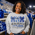 Lions Christian PNG, Oh How He Loves Us and the Lions, Blue Football Bow PNG, Christian Game Day Sublimation Design