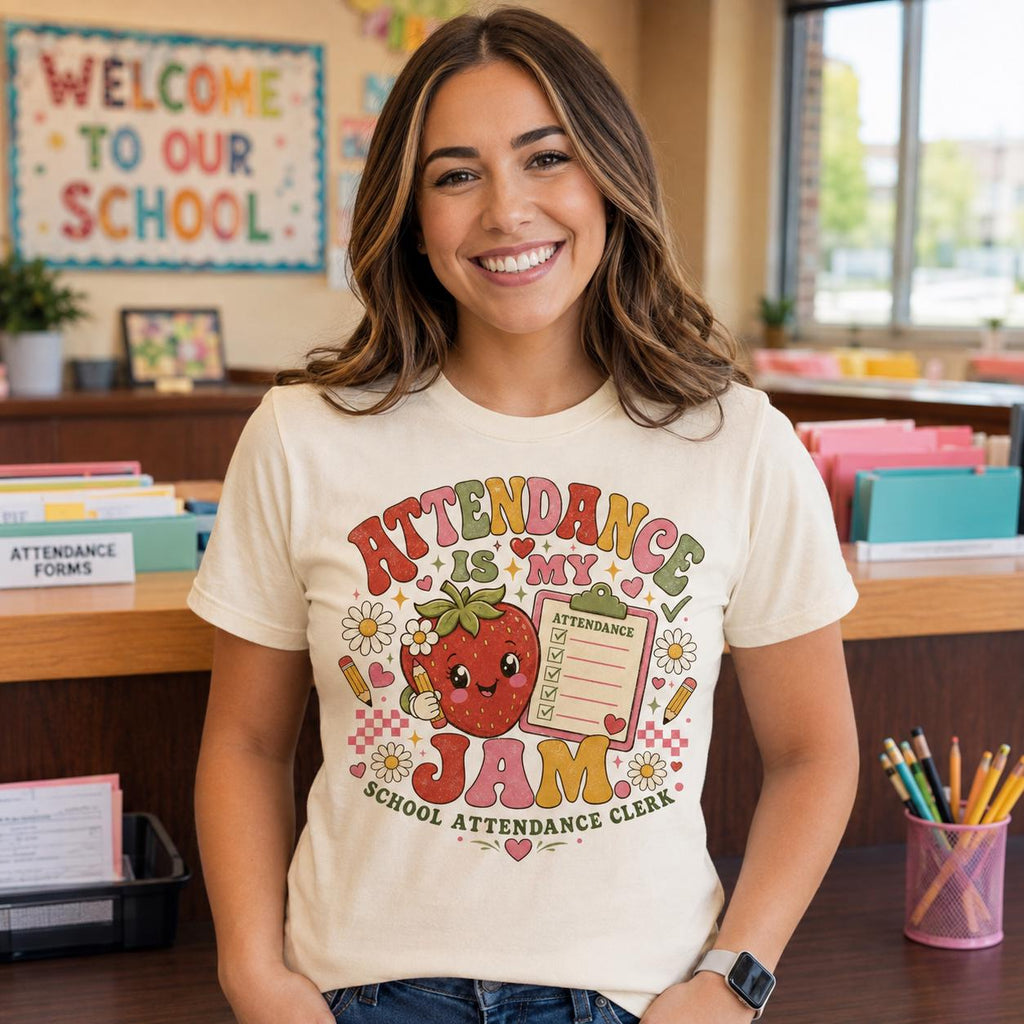 Attendance Clerk PNG, Attendance Is My Jam PNG, School Attendance Clerk Shirt Design, School Secretary Sublimation Download
