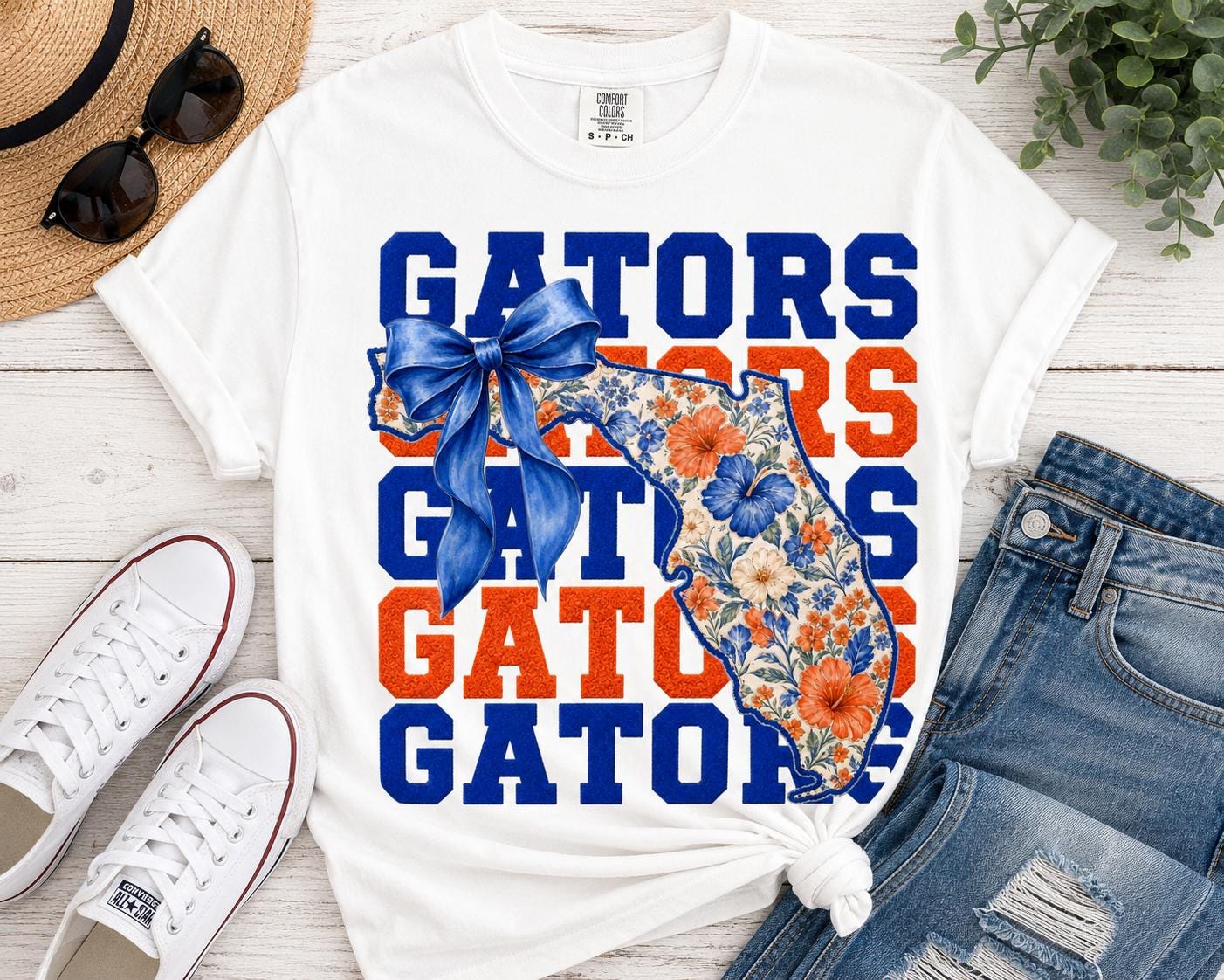 Florida Gators Floral PNG, Coquette Game Day Bow Design (Digital Download)