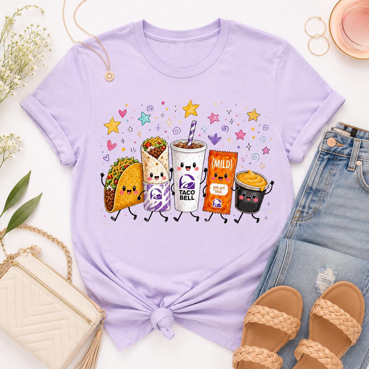 Kawaii Taco Bell Food PNG, Fast Food Sublimation Design (Digital Download)