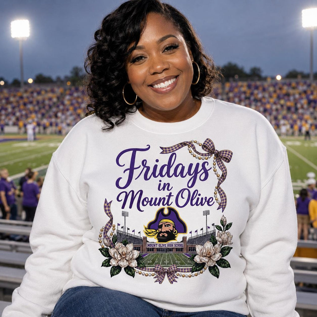 Mount Olive Pirates Football PNG, Purple Gold School Spirit Design (Digital Download)