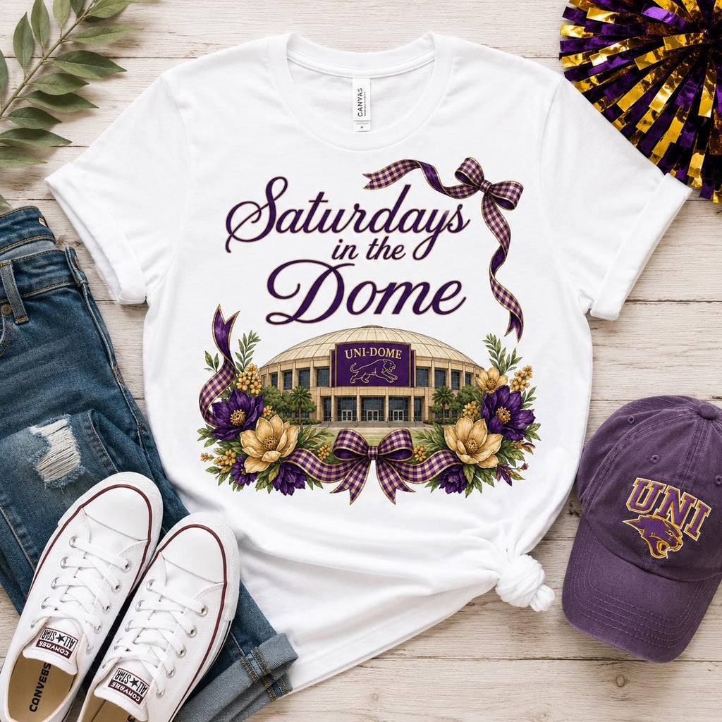 UNI Panthers Football Saturdays in the Dome PNG, Purple Gold Game Day Design (Digital Download)