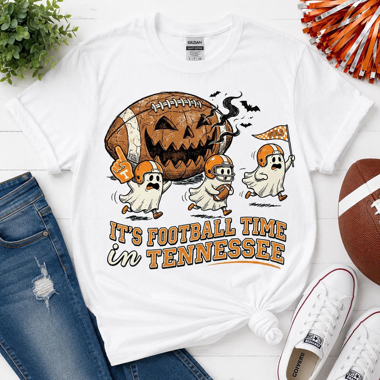 Tennessee Football Halloween PNG, Vols Ghost Spooky Game Day Sublimation Graphic (Digital Download)