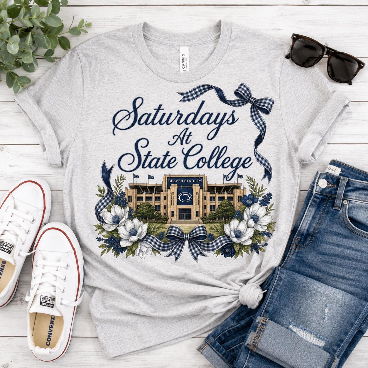 Saturdays at State College PNG – Beaver Stadium Coquette Football Design (Digital Download)