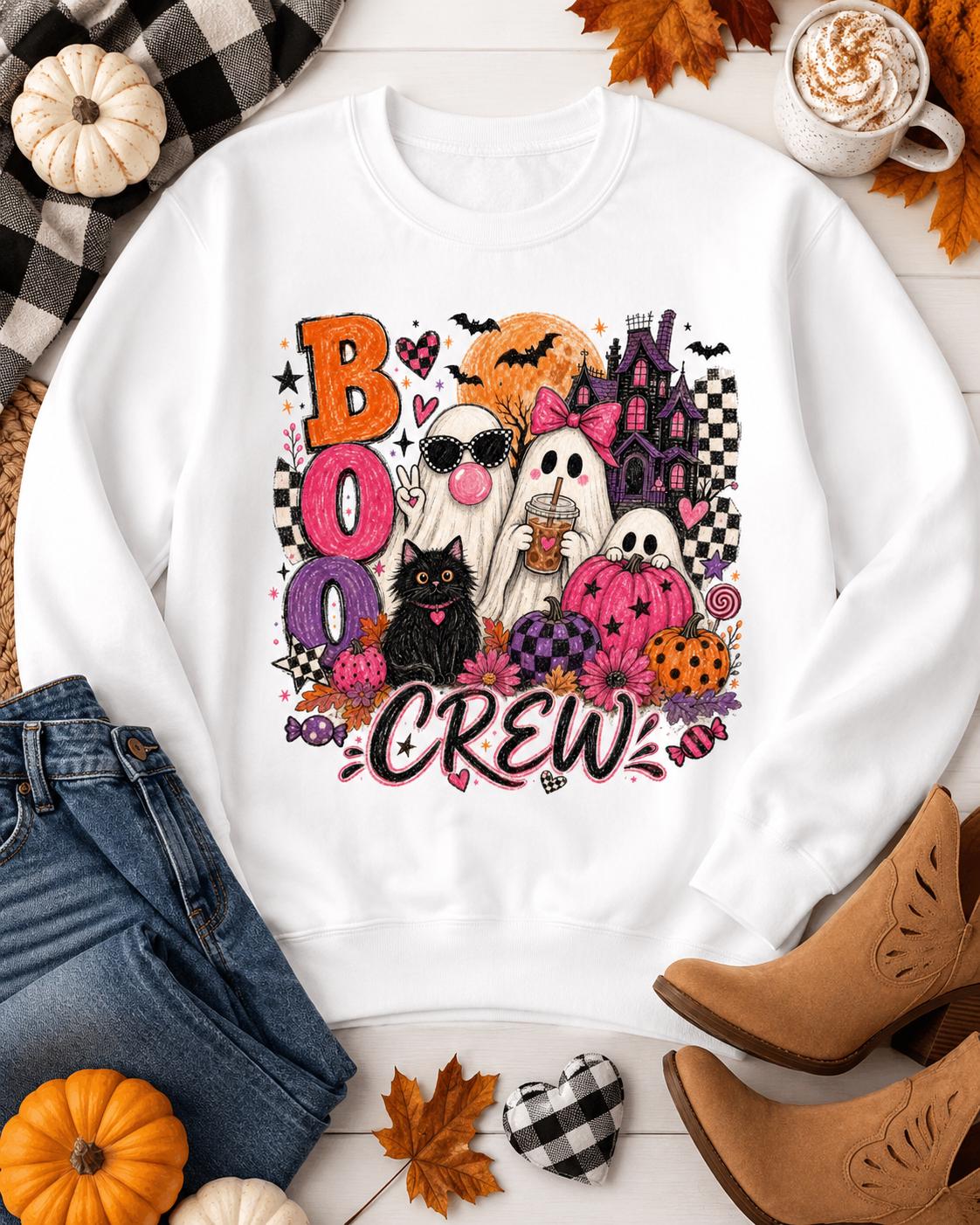 Boo Crew Halloween PNG, Girly Ghost Spooky Season Design, Pink Coquette Sublimation (Digital Download)