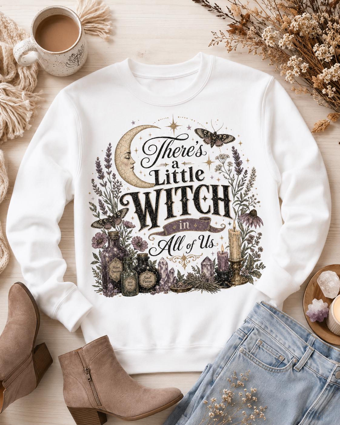 Little Witch PNG, Celestial Cottagecore Boho Design (Digital Download)