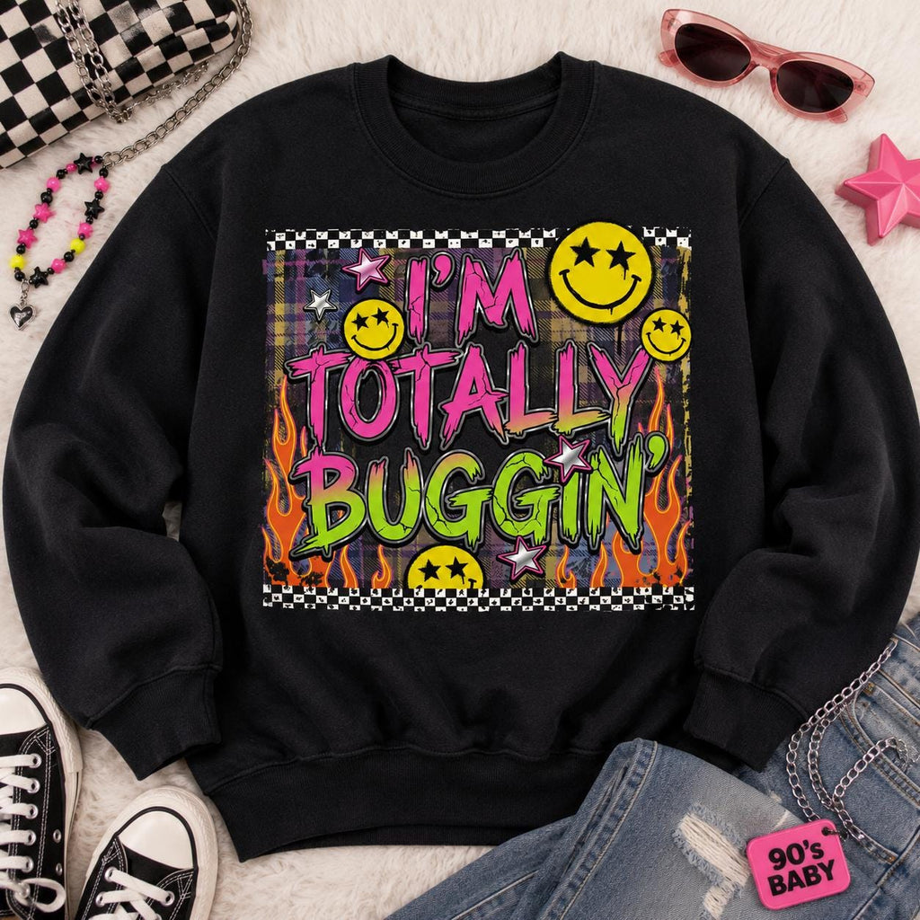 I’m Totally Buggin PNG, 90s Retro Smiley Face Graphic (Digital Download)