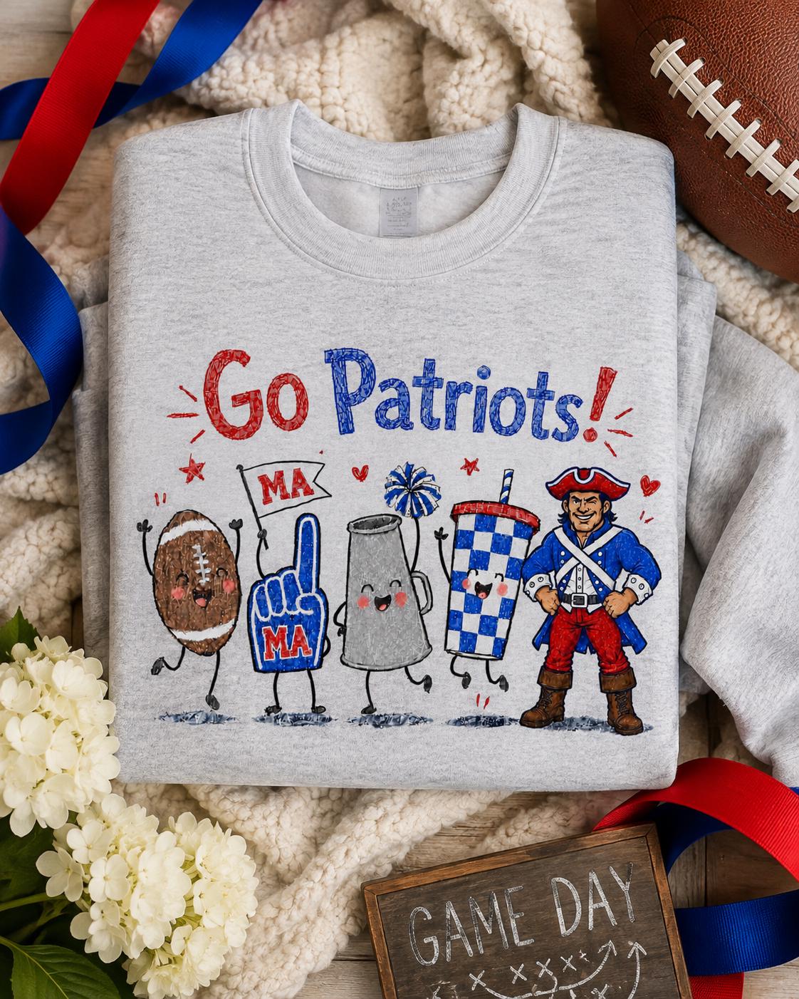 Marshall Academy Patriots Game Day PNG, Hand-Drawn Football Spirit Design (Digital Download)