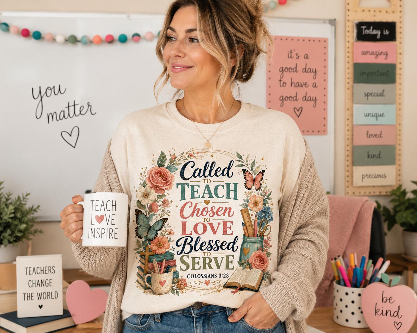 Christian Teacher PNG | Faith Floral Bible Verse Sublimation Design (Digital Download)