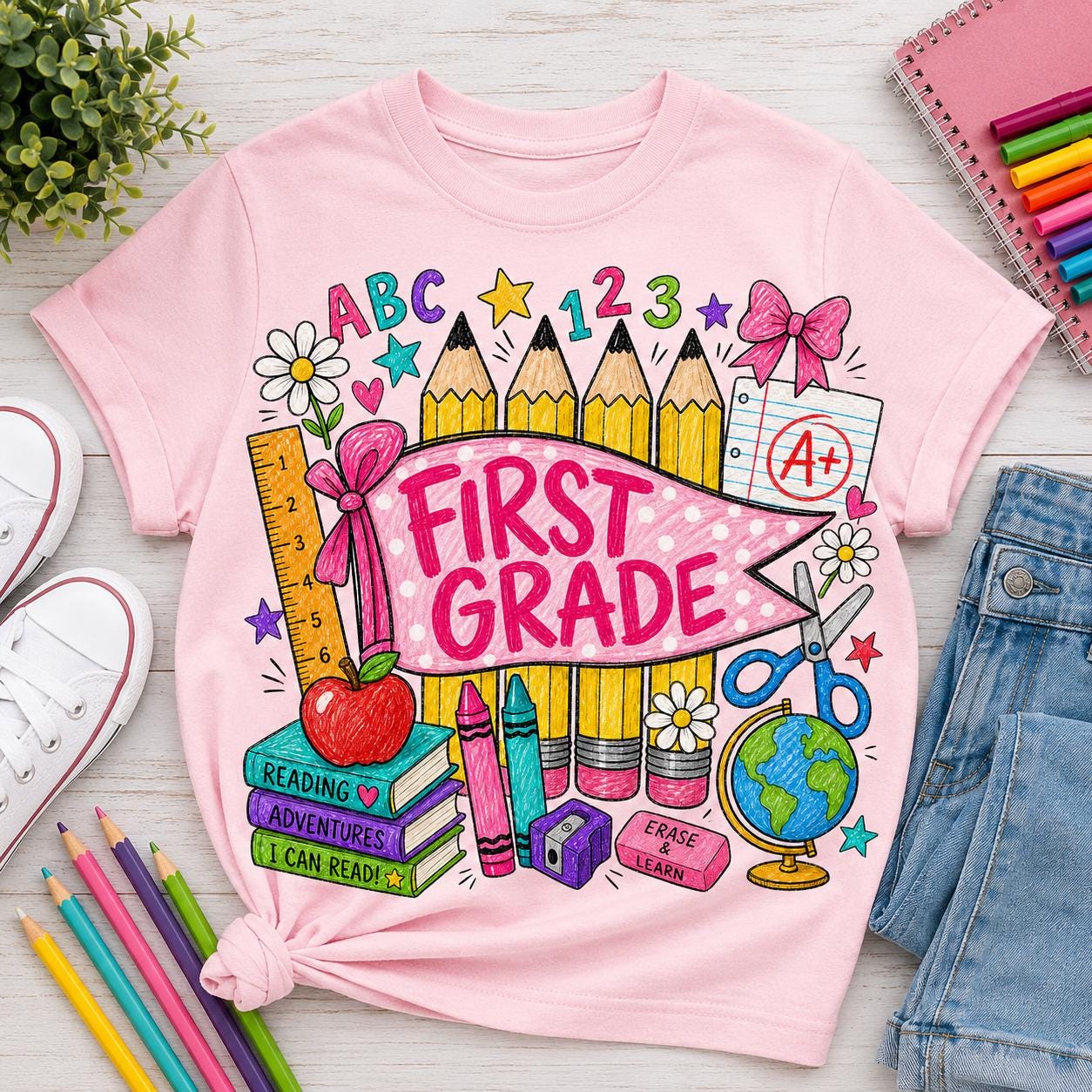 First Grade Teacher PNG, Back to School Sublimation Design (Digital Download)