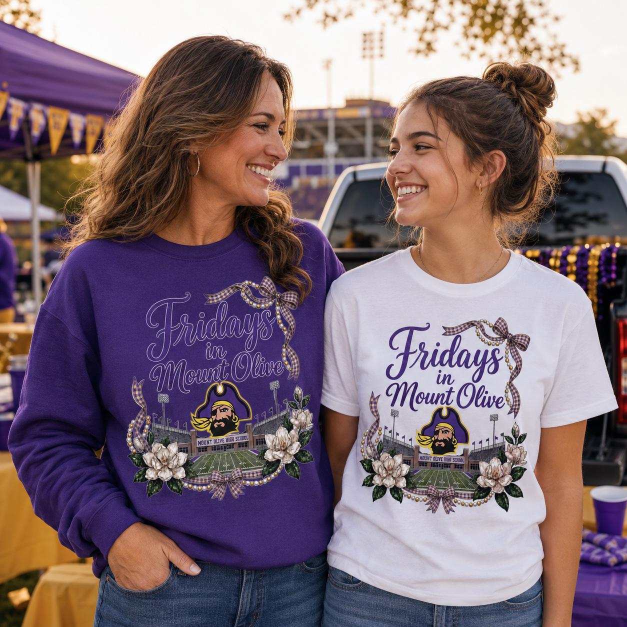 Mount Olive Pirates Football PNG, Purple Gold School Spirit Design (Digital Download)