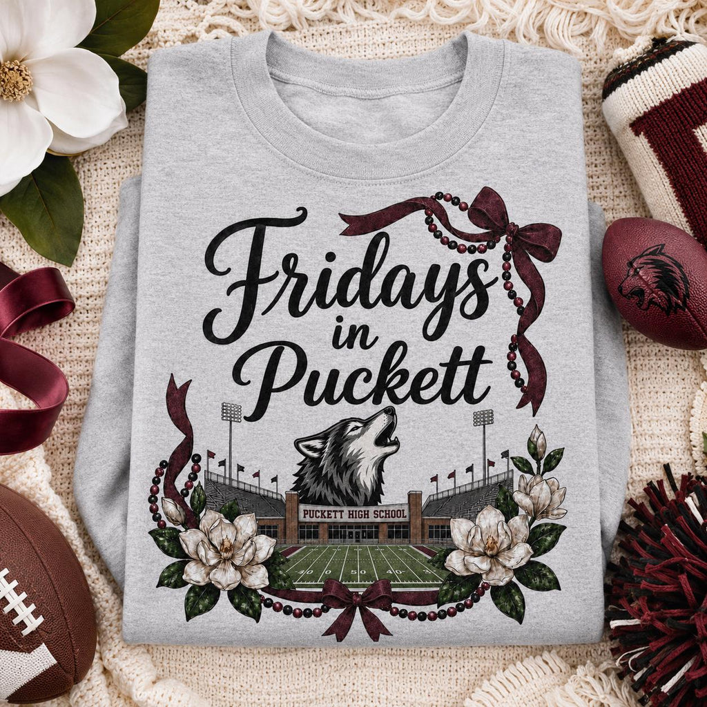 Puckett Wolves Football PNG, Maroon Black Game Day Design (Digital Download)