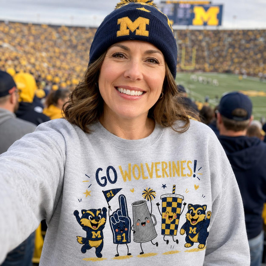 Go Wolverines PNG, Michigan Football Game Day Sublimation Design, Navy Maize Mascot Fan Shirt Download