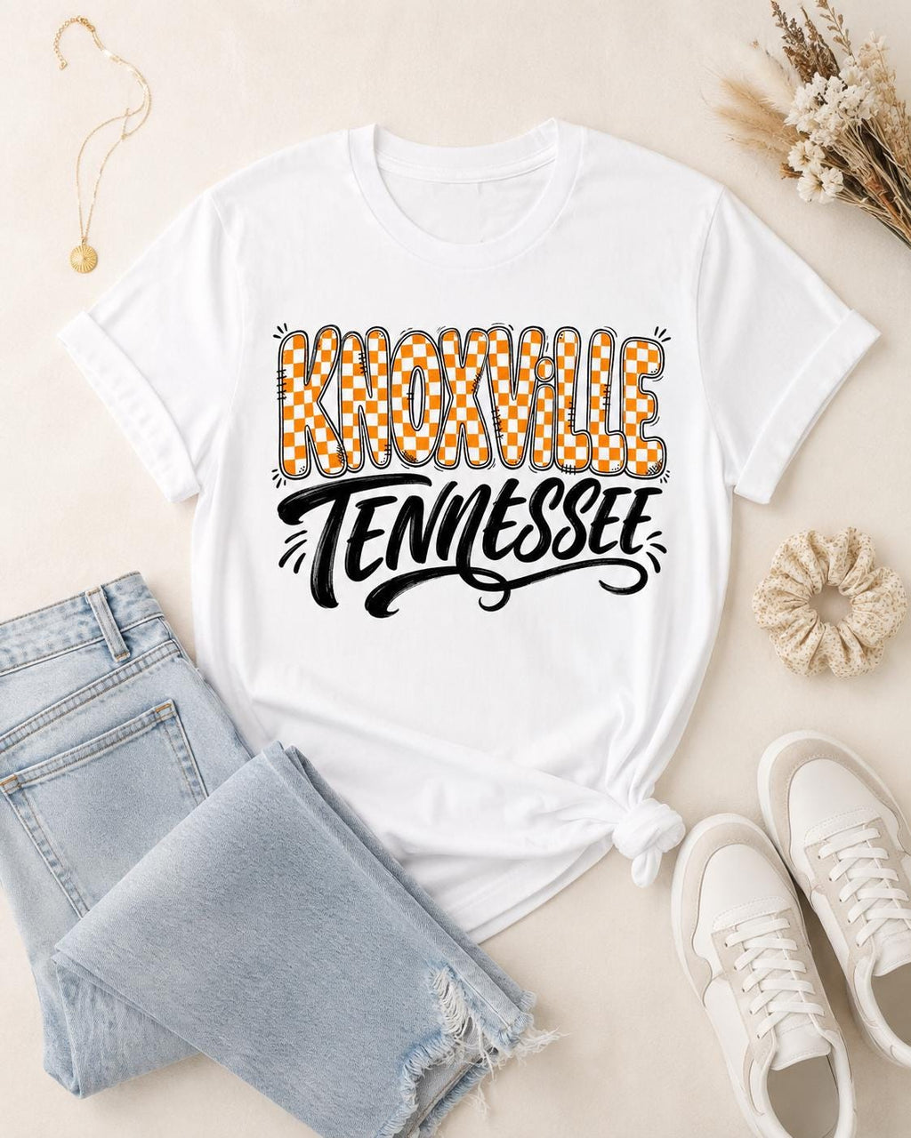 Knoxville Tennessee Checkerboard Design, Game Day Apparel (Digital Download)