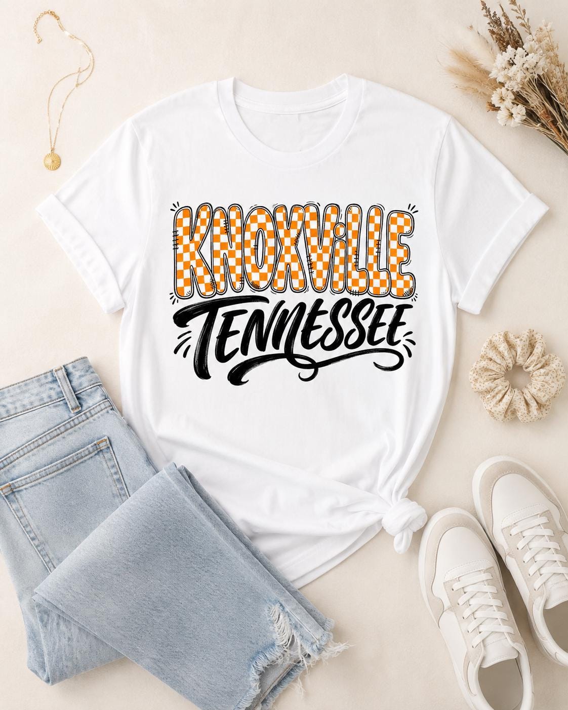 Knoxville Tennessee Checkerboard Design, Game Day Apparel (Digital Download)