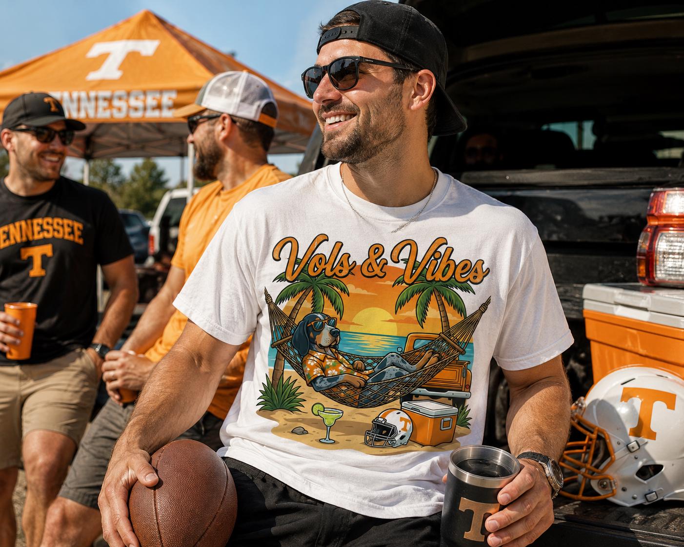 Vols & Vibes Beach Dog PNG, Tennessee Football Fan Summer Shirt Design (Digital Download)