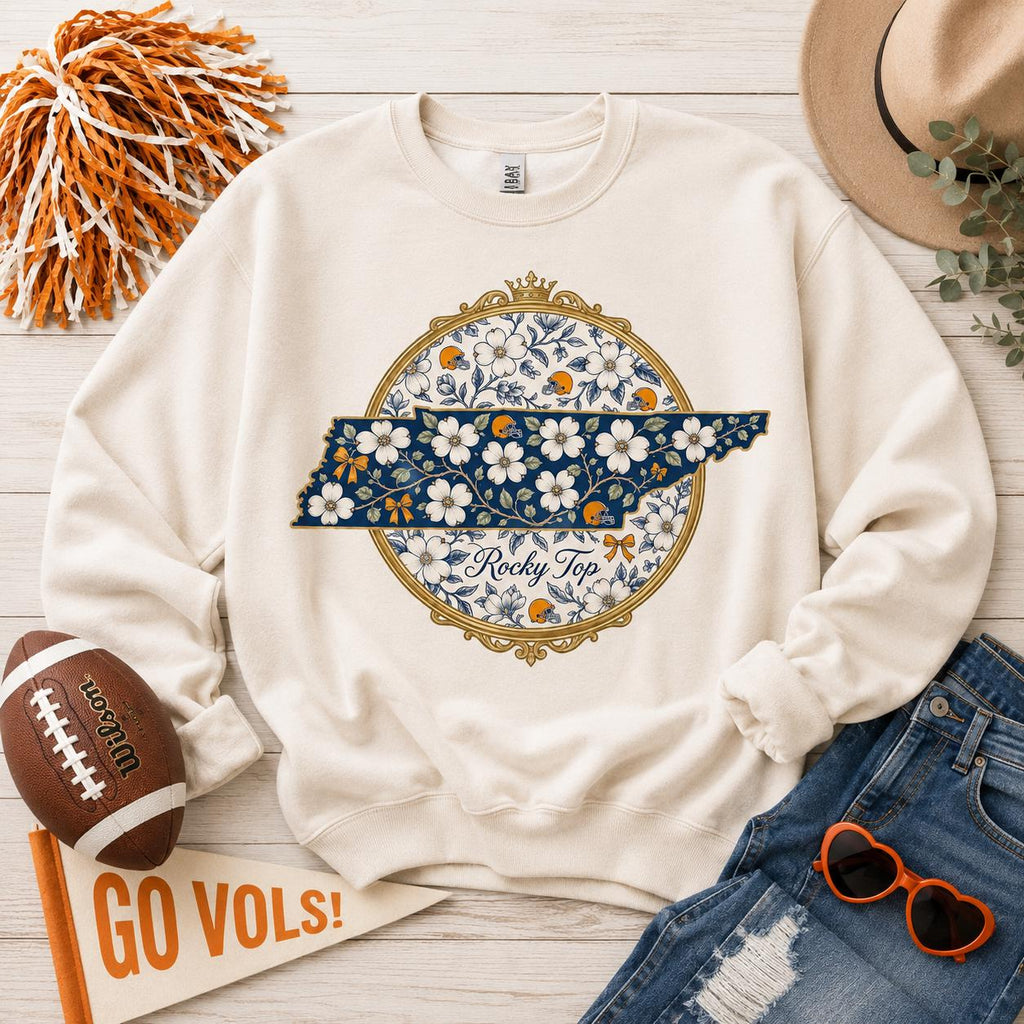 Rocky Top Tennessee Floral PNG, Game Day Sublimation Design (Digital Download)