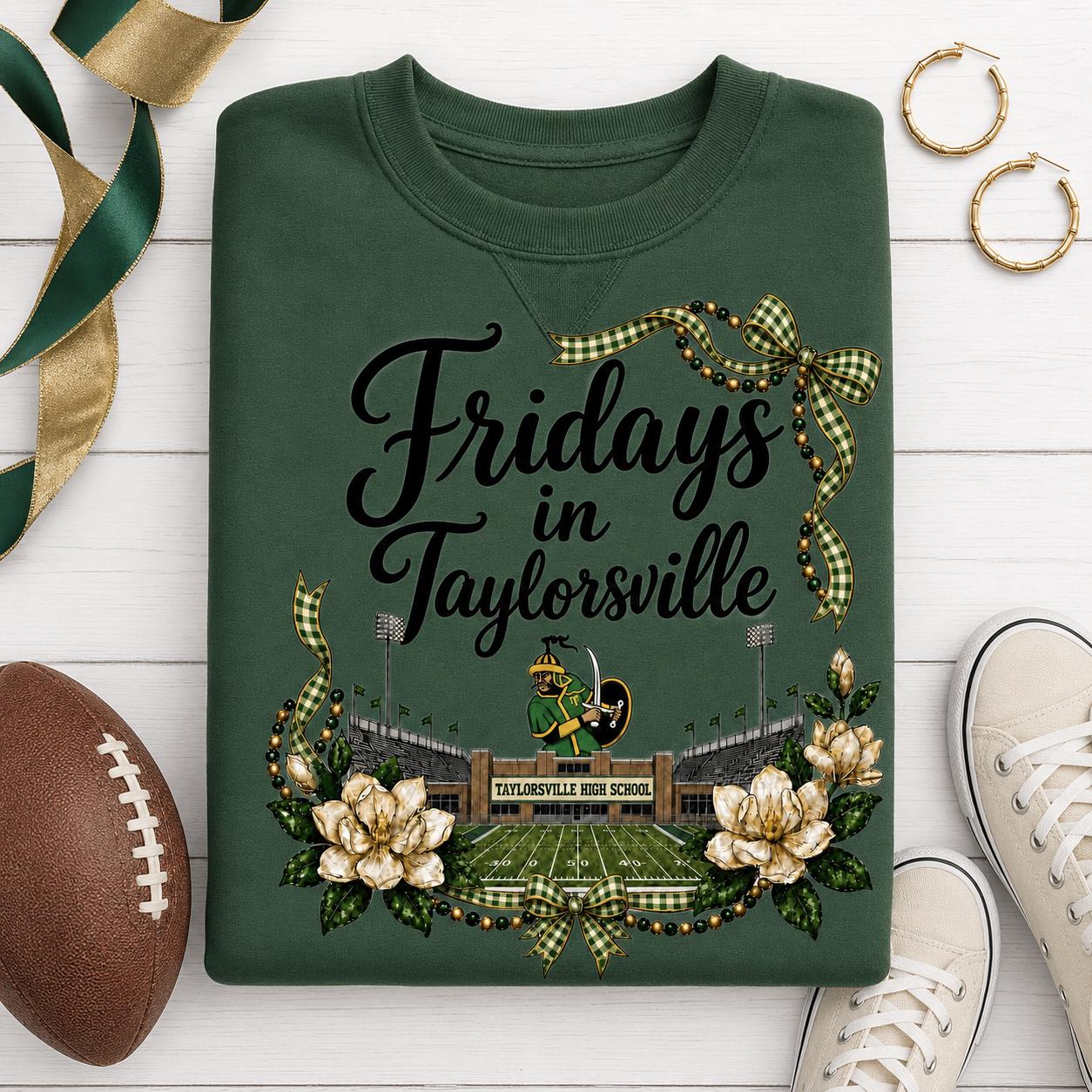 Fridays in Taylorsville PNG, Green Gold Football Game Day Digital Download